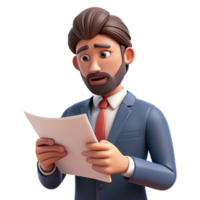 impressive abstract Businessman Reading Document Close Up Isolated original png