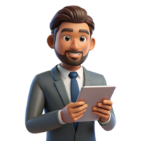 elegant abstract Businessman Using Tablet Close Up Transparent authentic png