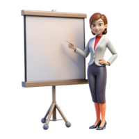 dramatic abstract Businesswoman Presenting on Projector Screen Isolated 4K png