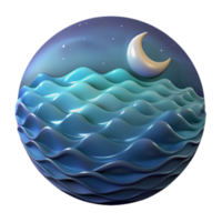 wonderful creative Calm Ocean Waves at Night Transparent Background high resolution png
