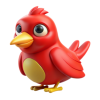 impressive creative Cartoon Bird Red with Yellow Beak Isolated professional png