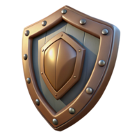 elegant abstract Cartoon Shield with Metallic Texture Isolated exclusive png