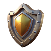 elegant modern Cartoon Shield with Metallic Texture Isolated exclusive png