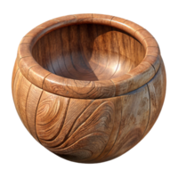 serene contemporary Carved Wooden Bowl Rustic Style Isolated Element genuine png