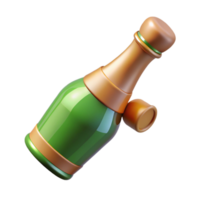 extraordinary minimalist Champagne Bottle with Cork Popping Isolated Element detailed png