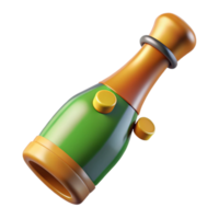 dramatic abstract Champagne Bottle with Cork Popping Isolated Element genuine png