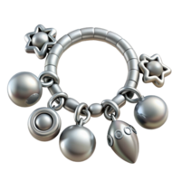 serene abstract Charm Bracelet Silver with Dangle Charms Isolated 4K png