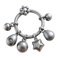 vibrant abstract Charm Bracelet Silver with Dangle Charms Isolated original png
