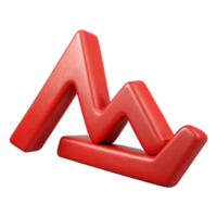 dramatic rustic Chart with Downward Trend Market Decline Red Color Isolated high resolution png