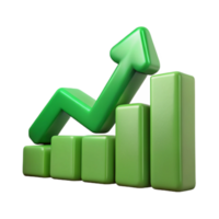beautiful classic Chart with Upward Trend Business Success Green Color Isolated high quality png