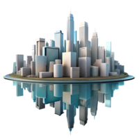 serene creative City Skyline Reflection in Water Isolated professional png