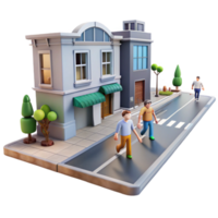 stunning abstract City Street with Pedestrians Walking Transparent Background high resolution png