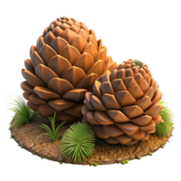 stunning minimalist Close Up of Pine Cones on Forest Floor Transparent Background professional png