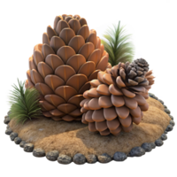 beautiful classic Close Up of Pine Cones on Forest Floor Transparent Background premium png