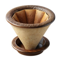 dramatic modern Coffee Filter Cutout with Grounds high resolution png