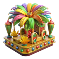 wonderful abstract Colorful Brazilian Carnival Parade Float Decorated Isolated detailed png