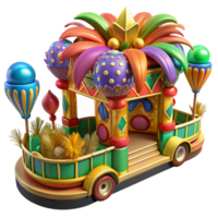 impressive vintage Colorful Brazilian Carnival Parade Float Decorated Isolated authentic png