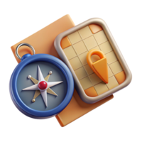 wonderful modern Compass and Map Cutout Top View 4K png