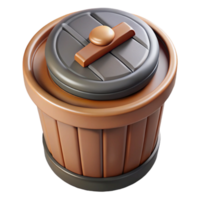 magnificent contemporary Compost Bin Top View Brown Wooden Isolated Element 4K png