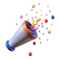 magnificent artistic Confetti Cannon Exploding with Transparent Background detailed png