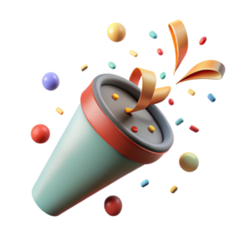 sereno moderno papel picado cañón explotando con transparente antecedentes alto resolución png