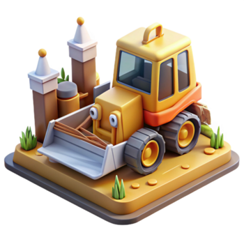 vibrante moderno construção local com escavadora transparente fundo detalhado png