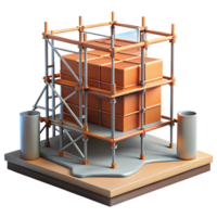 elegant minimalist Construction Site with Scaffolding Transparent Background 4K png