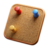 beautiful rustic Cork Board with Push Pins Transparent Background authentic png