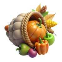 serene artistic Cornucopia with Autumn Harvest Isolated Element authentic png
