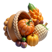 impressive rustic Cornucopia with Autumn Harvest Isolated Element professional png