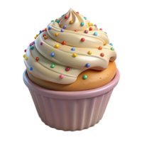 vibrant artistic Cupcake Vanilla with Sprinkles Transparent Background high resolution png