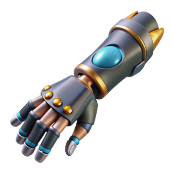 magnífico vintage cibernético braço protético isolado Cortar fora Alto resolução png