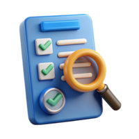 impressive vintage Cybersecurity Audit Icon with Checklist and Magnifying Glass Isolated on White premium png