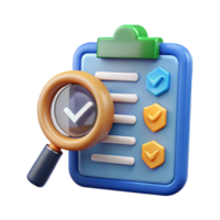 impressive vintage Cybersecurity Audit Icon with Checklist and Magnifying Glass Isolated on White exclusive png
