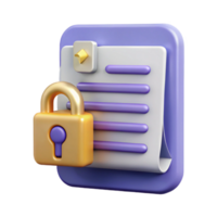 beautiful modern Data Privacy Policy Document Icon with Lock and Key Isolated Element original png