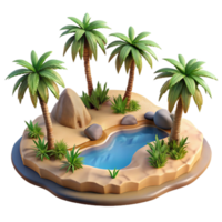 stunning rustic Desert Oasis with Palm Trees Isolated on Transparent Background exclusive png