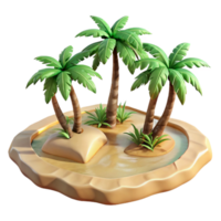 extraordinary rustic Desert Oasis with Palm Trees Isolated on Transparent Background 4K png