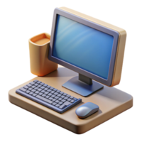 wonderful artistic Desktop Computer with Monitor Keyboard and Mouse Isolated detailed png