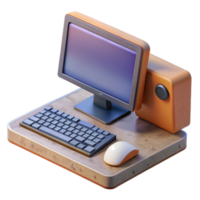 extraordinary rustic Desktop Computer with Monitor Keyboard and Mouse Isolated authentic png