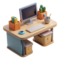 magnificent modern Desk with Computer and Keyboard Isolated Element genuine png