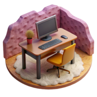 beautiful creative Desk with Computer and Keyboard Isolated Element high resolution png