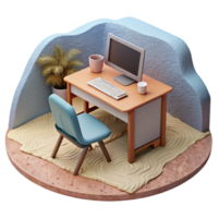extraordinary modern Desk with Computer and Keyboard Isolated Element 4K png