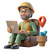 elegant traditional Digital Nomad Working Remotely with Laptop and Phone Transparent Element authentic png