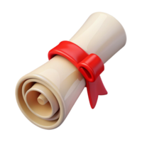 beautiful rustic Diploma Scroll Rolled Up with Red Ribbon Transparent Background genuine png