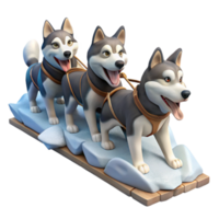 vibrant abstract Dog Sled Team Running Across Snow Isolated 4K png