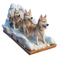 elegant contemporary Dog Sled Team Running Across Snow Isolated 4K png