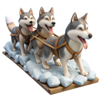 serene modern Dog Sled Team Running Across Snow Isolated genuine png