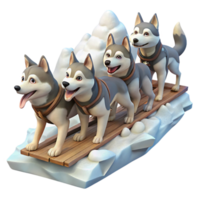dramatic vintage Dog Sled Team Running Across Snow Isolated high resolution png