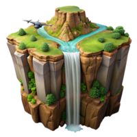 wonderful minimalist Drone Photograph of Waterfall Plunging Into a Gorge Isolated exclusive png
