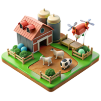 beautiful vintage Drone Photo of Farm with Animals in Fields Transparent Background exclusive png